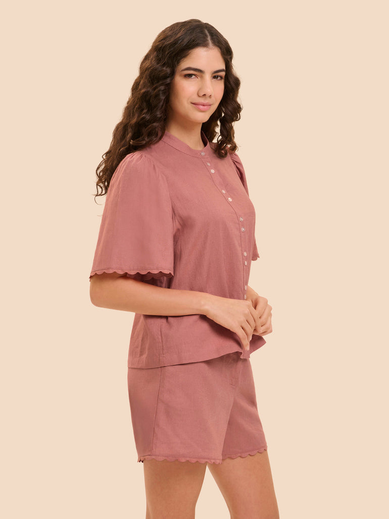 Hemdblusebluse - Smokey-Rosa