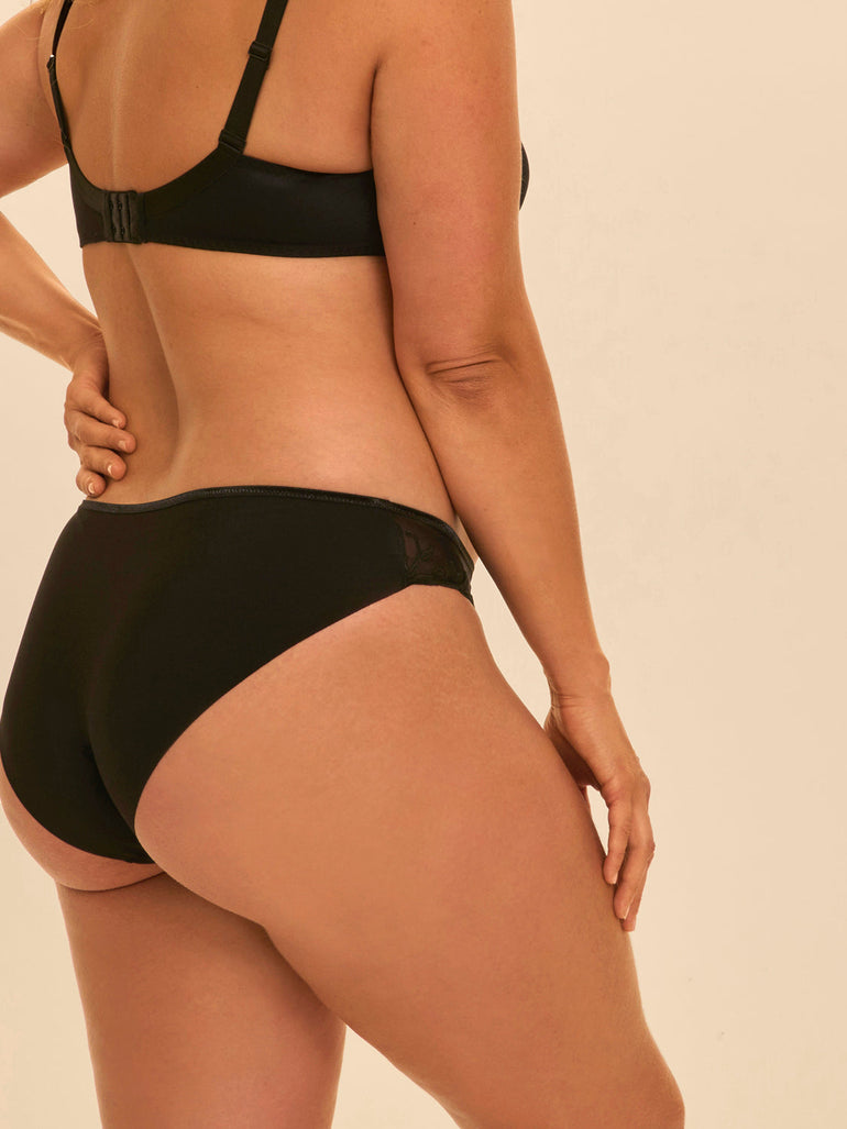 Bikini-Slip aus Baumwolle - Schwarz