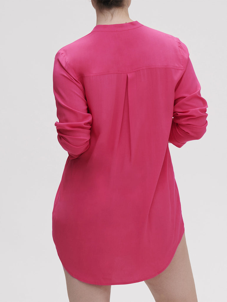 Langärmliges NachtHemdbluse - Pitaya-Pink