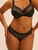 Slip aus Stickerei und Mesh - Schwarz