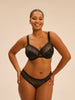 Slip aus Stickerei und Mesh - Schwarz