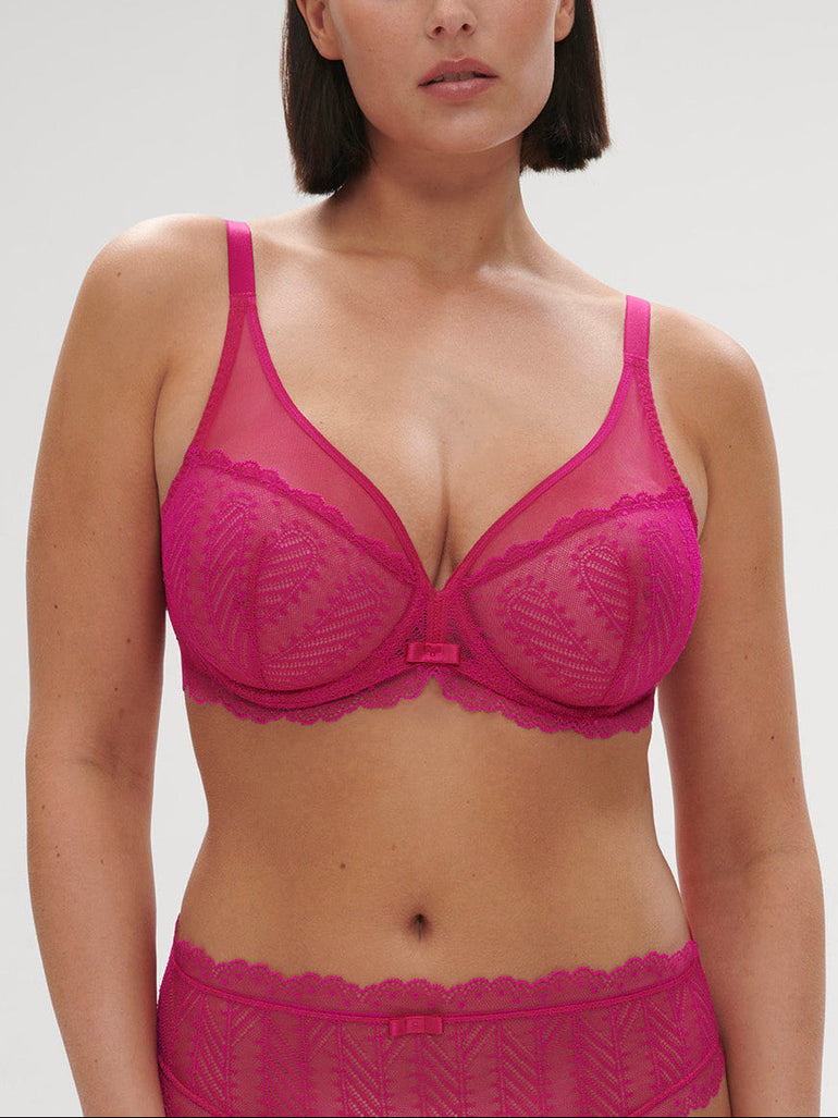 Bügel-BH mit tiefem Ausschnitt - Hibiskusrosa