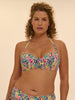 Bandeau-Bikinioberteil mit Schalen - Tropico-Print Weiß
