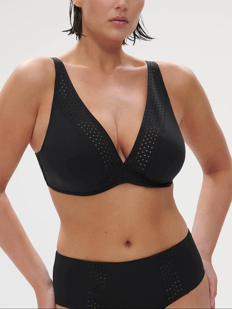 Triangel-Bikini mit bügelosem halt- Schwarz