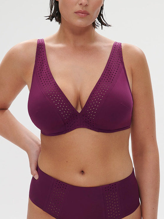 Triangel-Bikini mit bügelosem halt- Brombeere