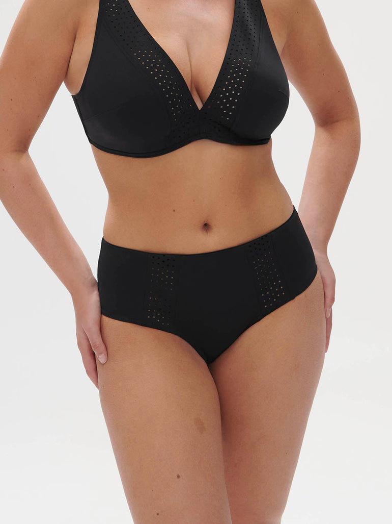 Bikini-Slip mit hohem Bund. - Schwarz