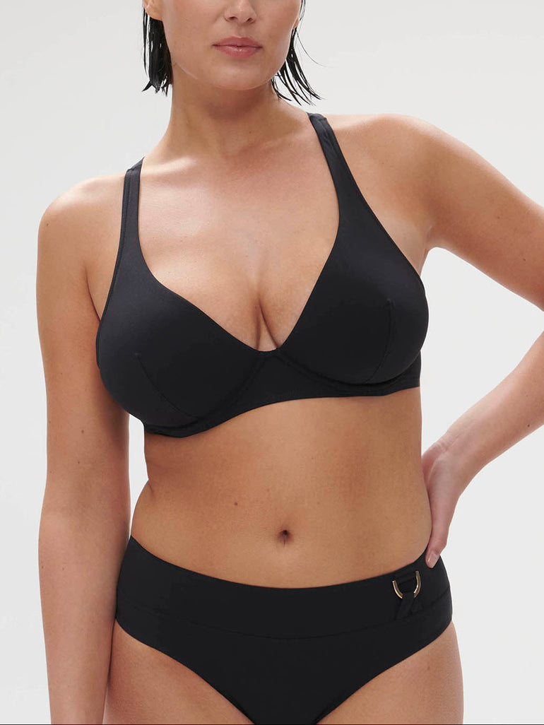 Triangel-Bikini mit bügelosem halt- Schwarz