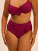 Bikini-Slip mit hohem Bund. - Cranberry