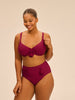 Bikini-Slip mit hohem Bund. - Cranberry