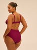 Bikini-Slip mit hohem Bund. - Cranberry